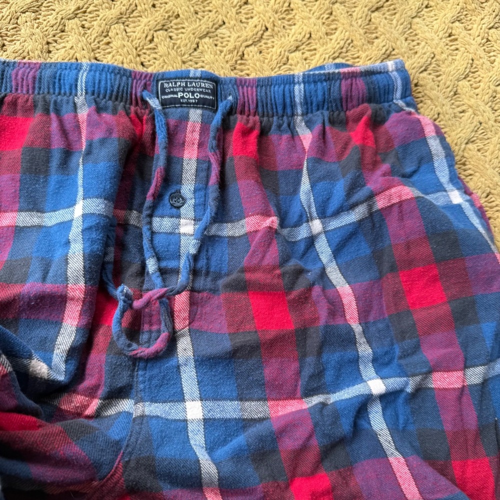 Polo Ralph Lauren Mens Plaid Flannel Pajama Pants Red Blue Sleepwear Large Sleep